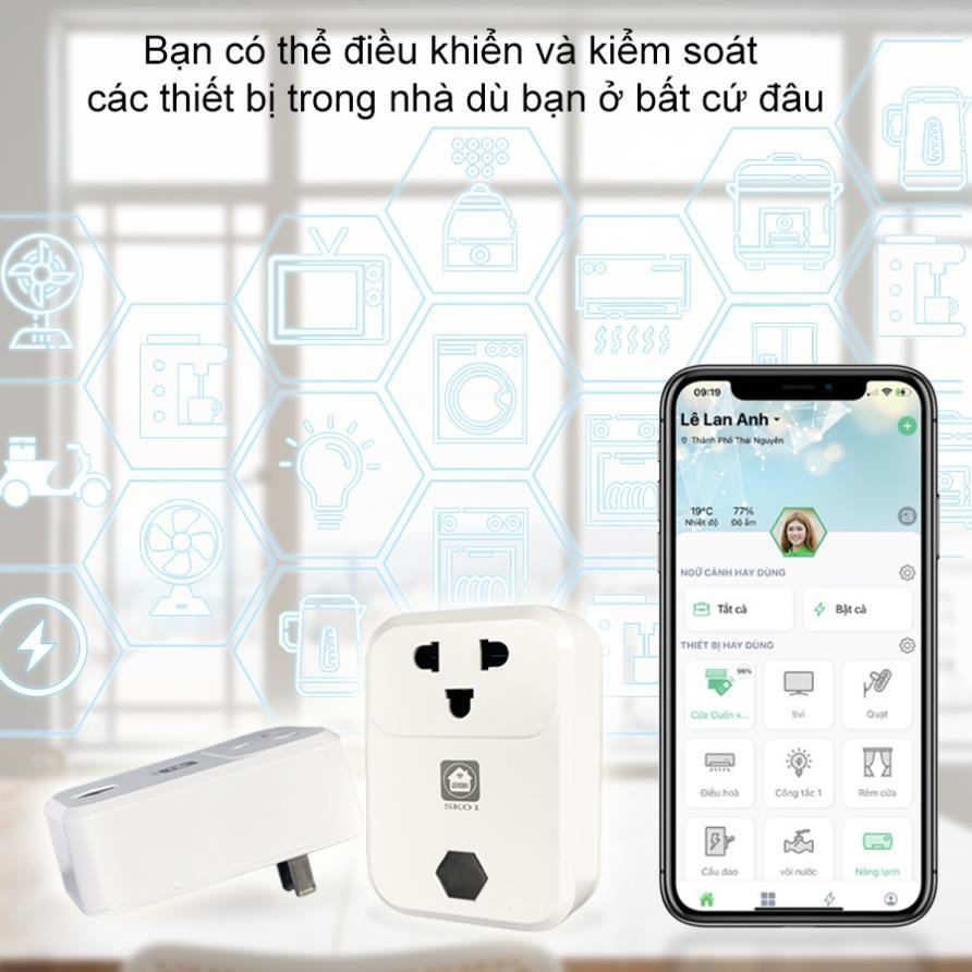 Ổ cắm thông minh Hunonic SK01. Điều khiển từ xa bằng điện thoại thông qua Wifi| Hẹn giờ tự động -2022