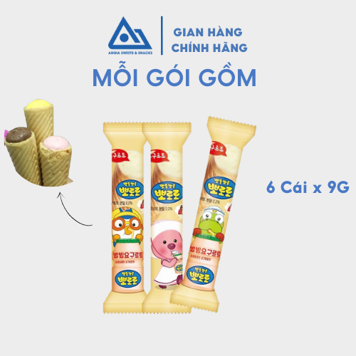 Bánh kem ốc quế Pororo Hàn Quốc 54g, bánh ăn vặt cho bé đủ vị chuối socola dâu sữa chua An Gia Sweets Snacks