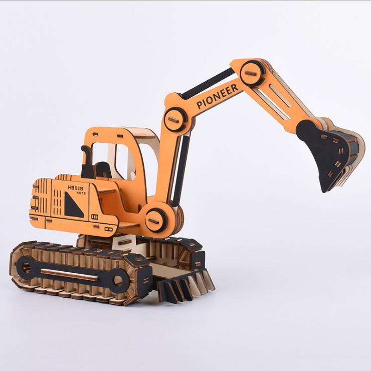 Đồ chơi lắp ráp gỗ 3D Mô hình Máy Xúc Excavator Laser