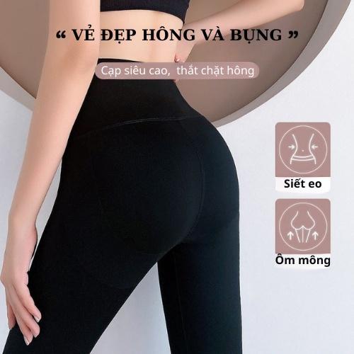 Quần Legging Cạp Cao Lót Lông Mùa Đông Nâng Ôm Mông Cạp Chéo Dấu Bụng Hàng Loại 1 Đẹp