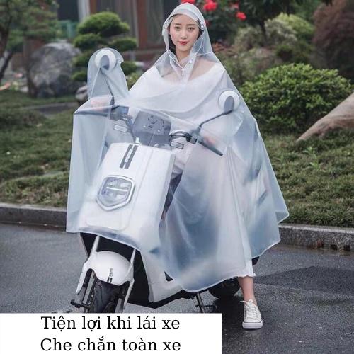 Áo mưa trong suốt 2 đầu-1 đầu có kính che mặt, Áo mưa Hàn Quốc có kèm chụp gương dài rộng, chất liệu dày dặn siêu bền