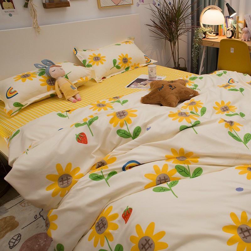 Bộ chăn ga gối cotton poly Hoa hướng dương
