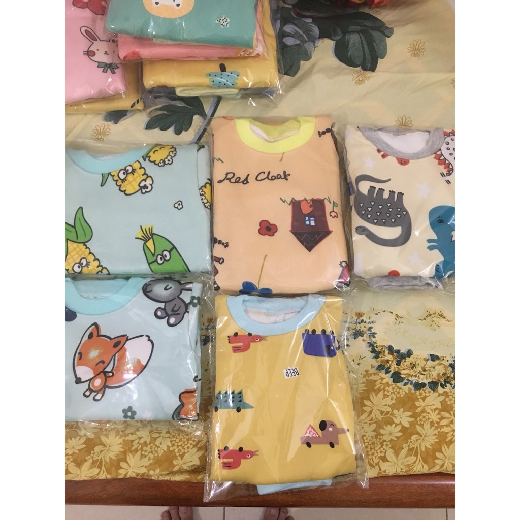 Bộ quần áo nỉ lót lông chui cho bé gái 3-14kg giao họa tiết ngẫu nhiên