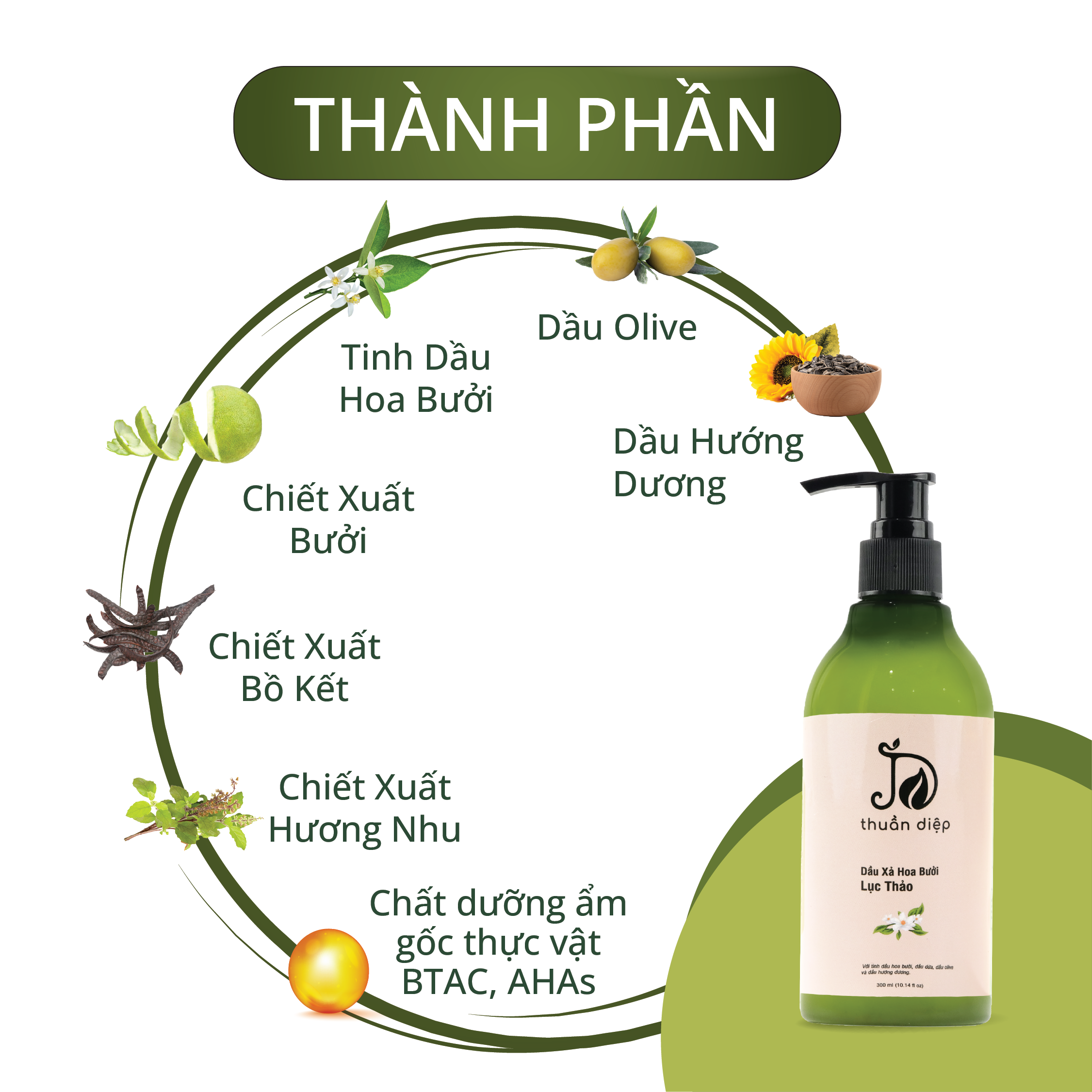 Dầu xả thiên nhiên Thuần Diệp từ hoa bưởi suôn mượt nuôi dưỡng tóc chắc khoẻ