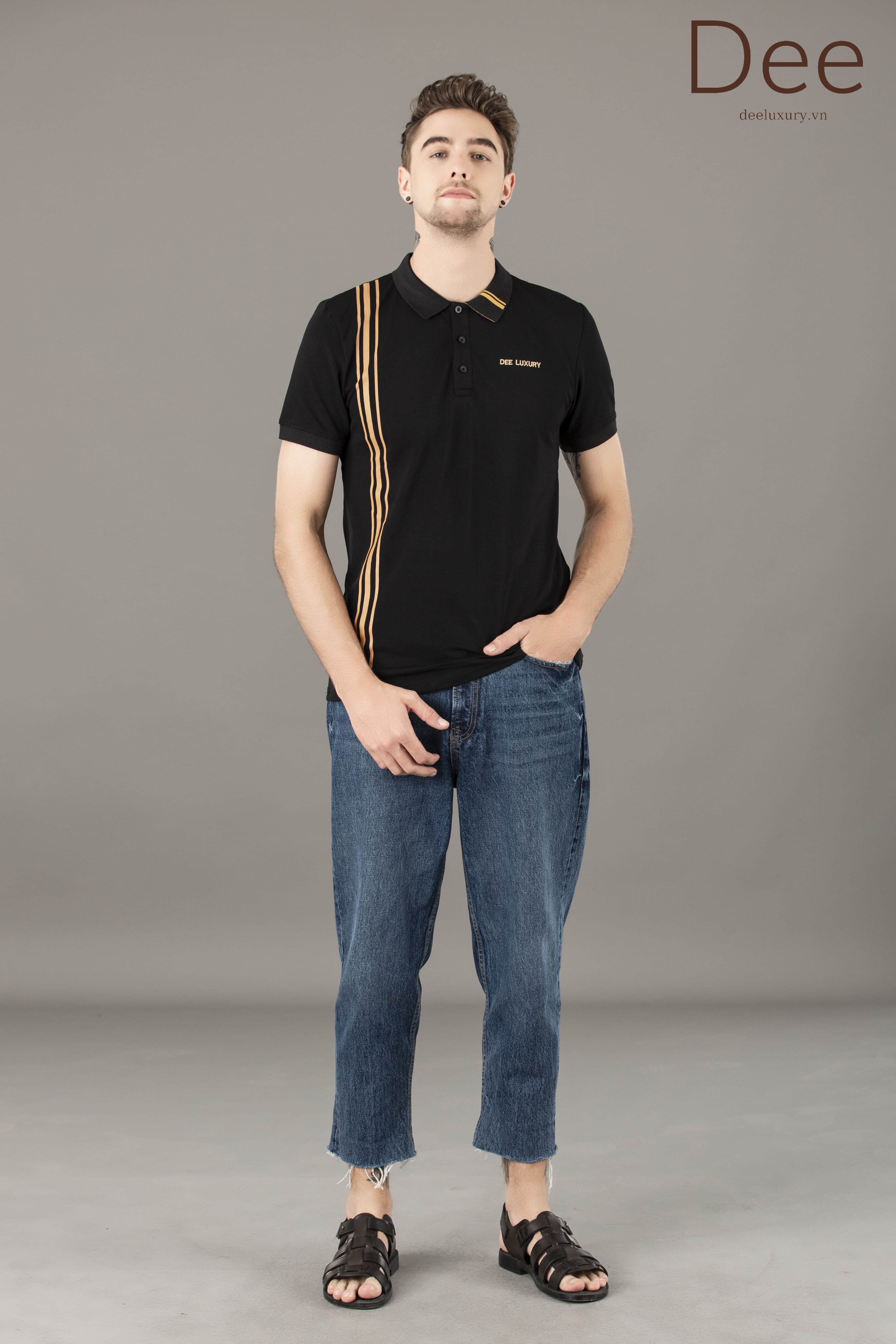 Áo polo, áo POLO nam, Polo nam, Polo Dee Luxury, Áo Nam, Áo phông nam TimBal DEE LUXURY cao cấp Black Line DEE LUXURY