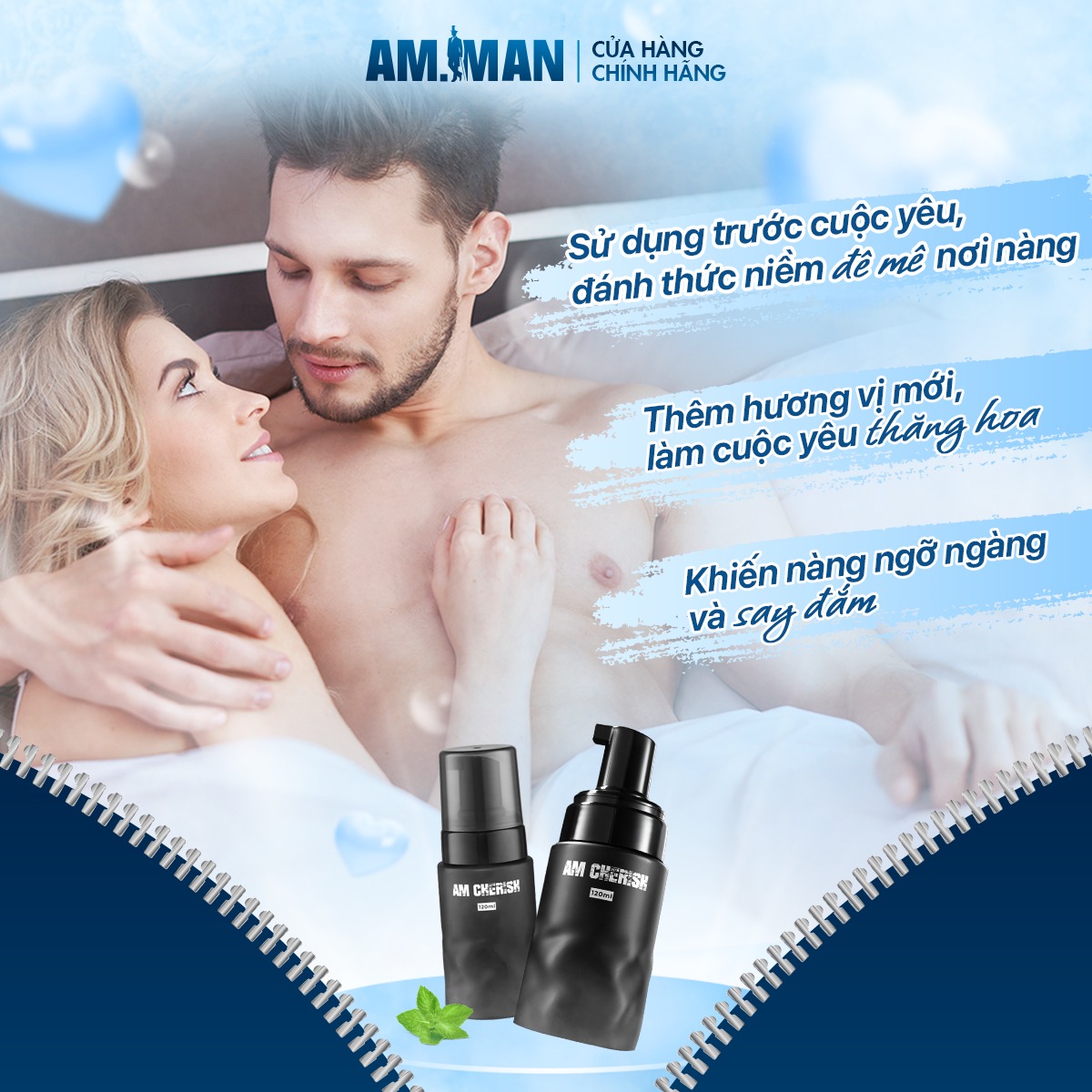 Dung dịch vệ sinh nam AM-MAN AM CHERISH 120ml dạng bọt hương nước hoa cao cấp