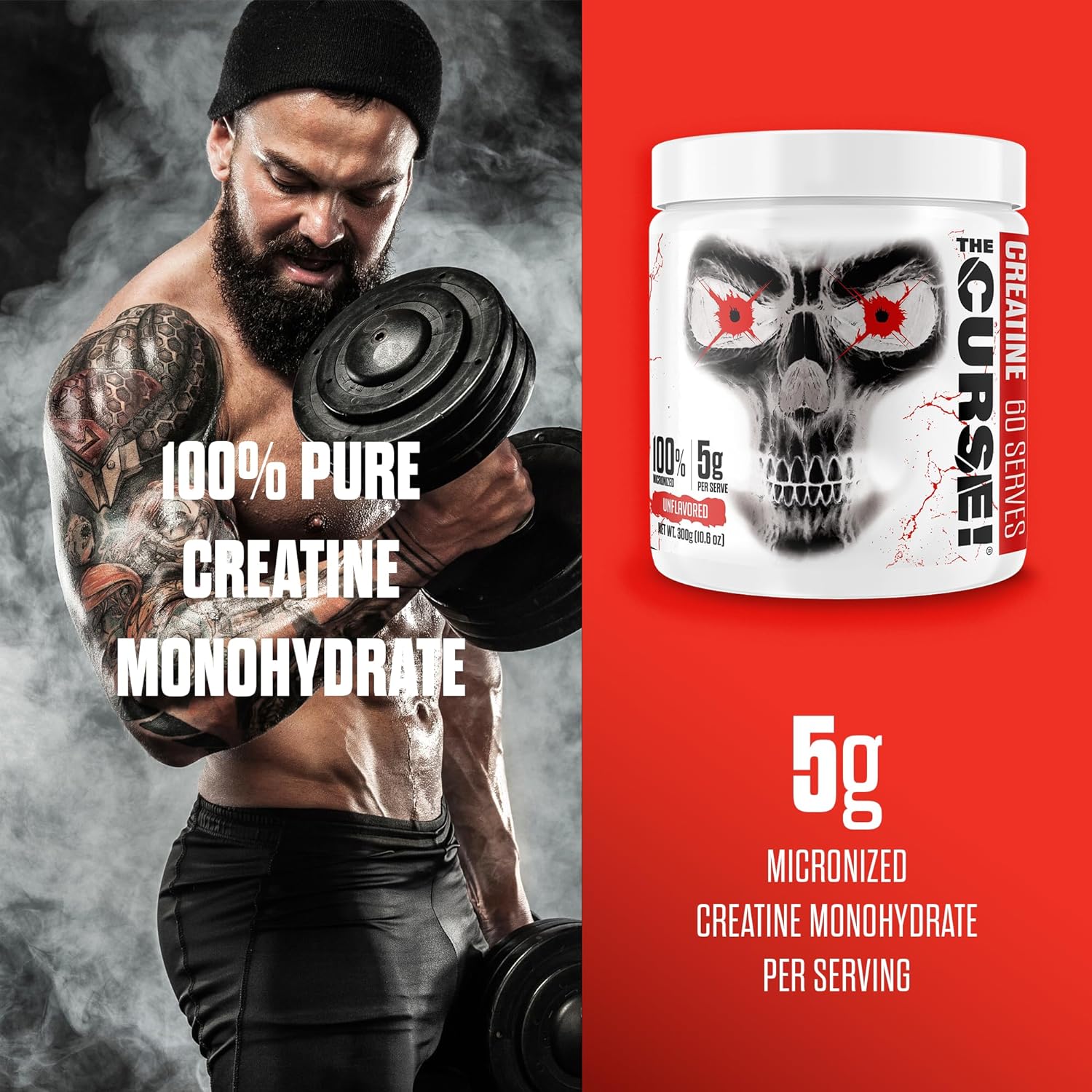 JNX The Curse Creatine Micronized (300gram - 500gram)- Creatine Hỗ Trợ Tăng Sức Mạnh Cơ Bắp 60 - 100 Serving