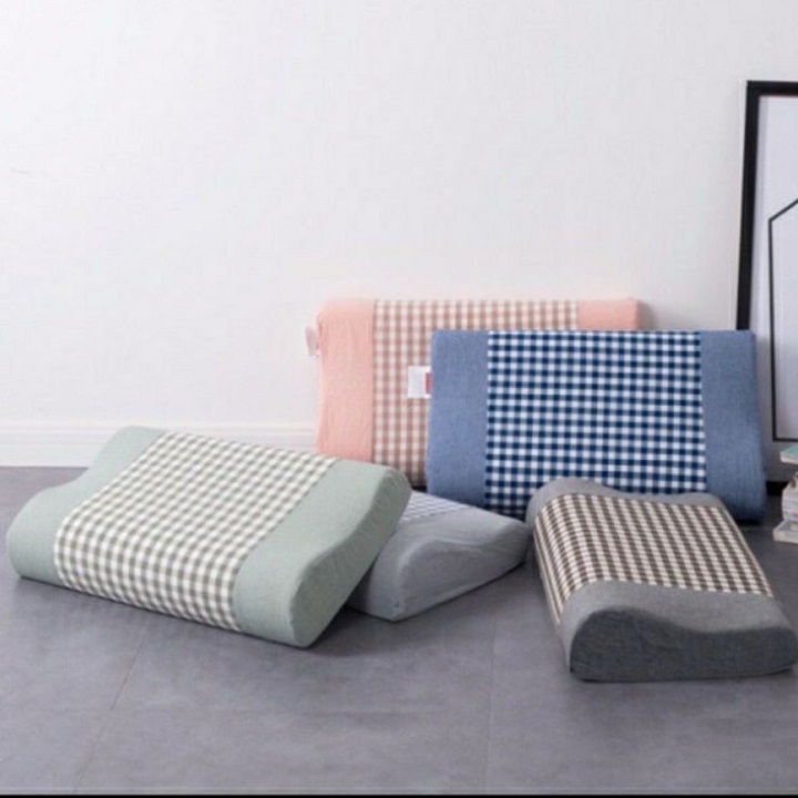 Gối cao su non đàn hồi 30*50*9 cm kẻ sọc sang trọng hiện đại có kèm vỏ