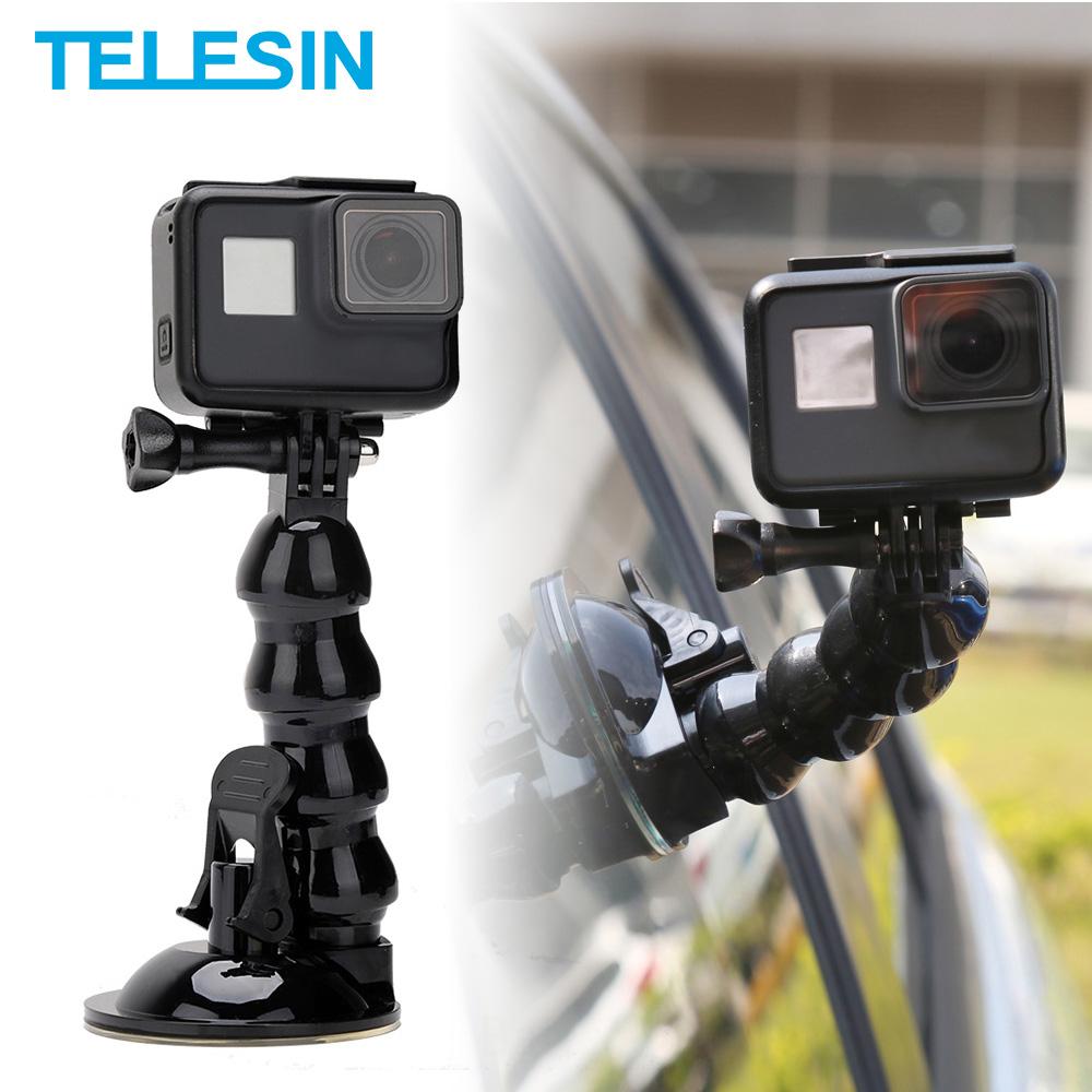 TELESIN Cửa Sổ Ô Tô Hút Linh Hoạt Cổ Ngỗng Nối Dài Ốp Cho GoPro 10 9 8 7 6 5 Insta360 Osmo Hành Động Điện Thoại Di Động