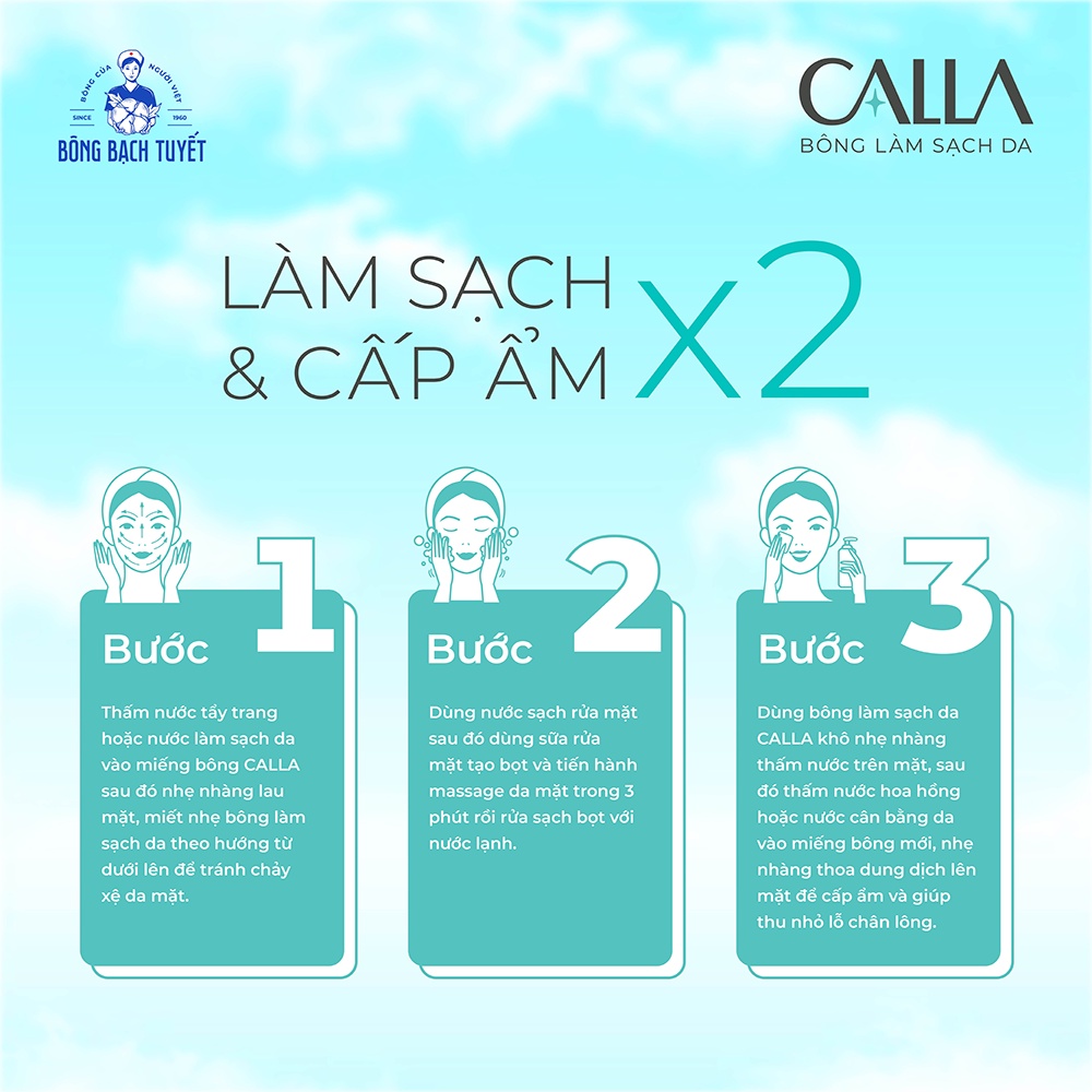 Combo 2 bịch Bông tẩy trang làm sạch da Bông Bạch Tuyết Calla Sạch Sâu & Mềm Mịn