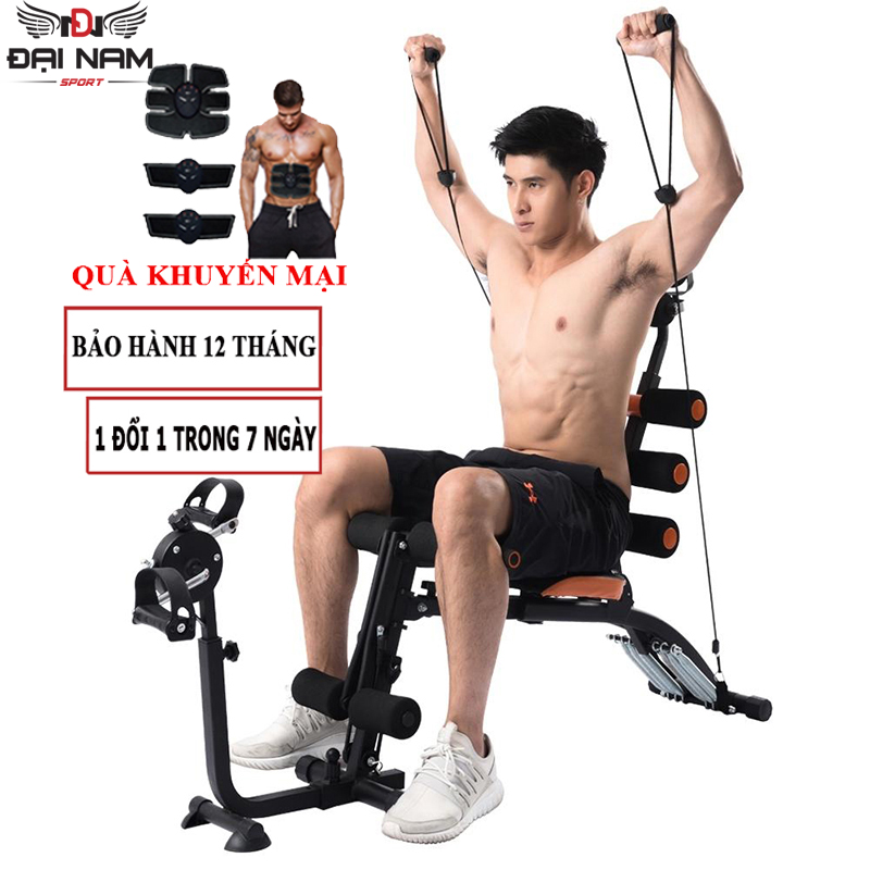 Máy Tập Cơ Bụng Đa Năng 6 Chức Năng Six Pack Care Đạp Xe Tập Giảm Mỡ Bụng Tại Nhà Đại Nam Sport + Kèm Máy Massage Chạy Pin