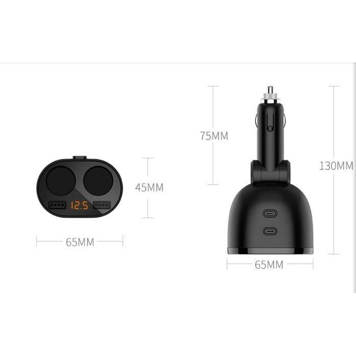 Bộ Chia Tẩu Xe Hơi, Bộ Chia Tẩu Sạc Xe Hyundai Cao Cấp 2 Lỗ, 2 Cổng Sạc USB Hỗ Trợ Sạc Nhanh Các Thiết Bị