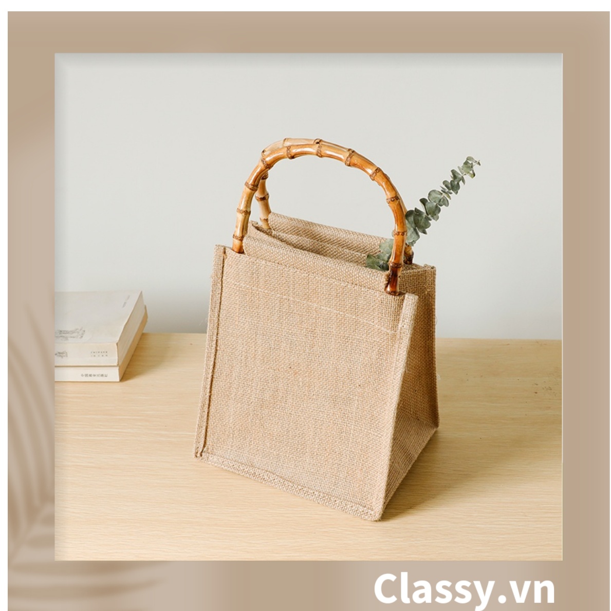 Túi Đay Trơn Retro hình trụ đứng, Kiểu dáng Vintage - Sản phẩm thân thiện với Môi trường T239