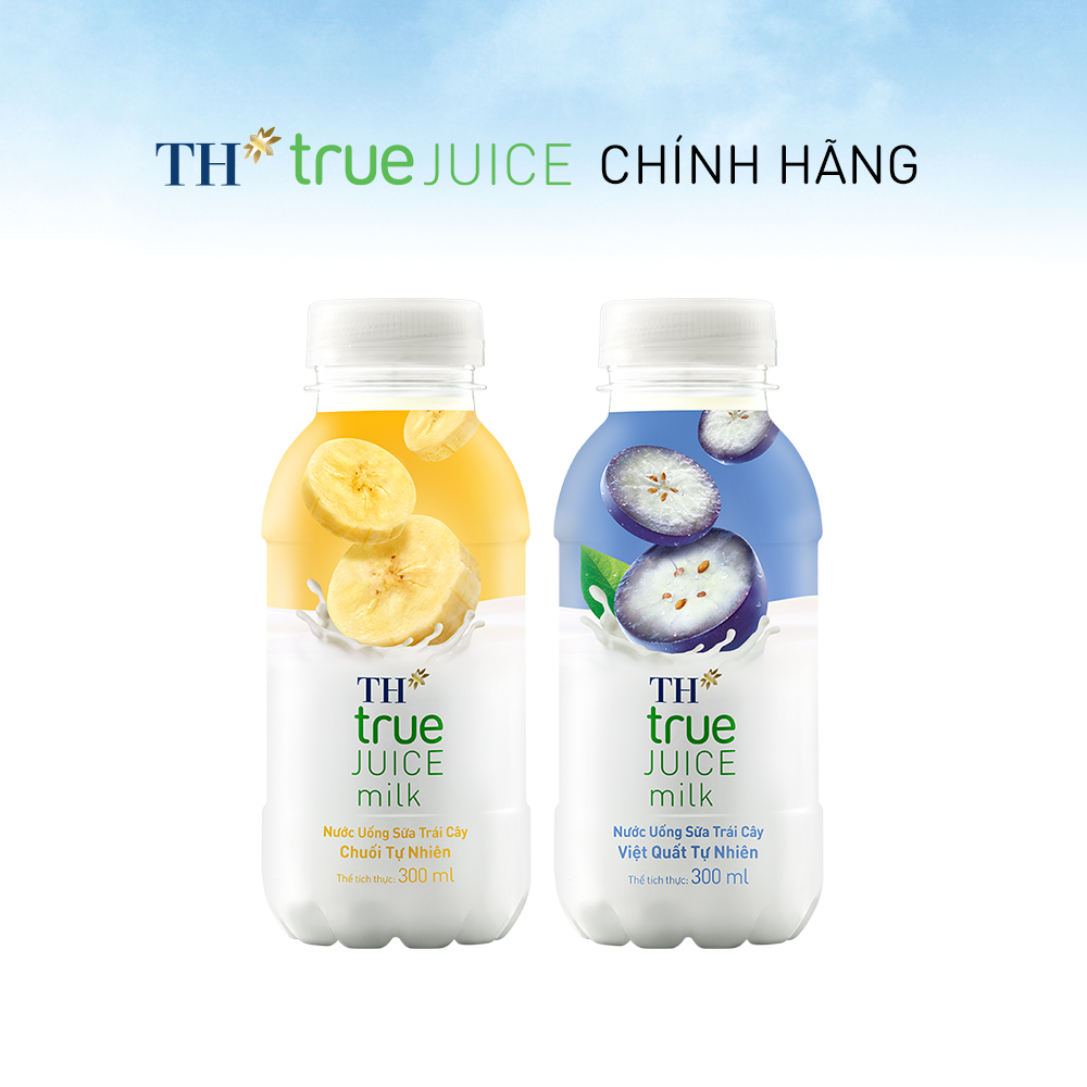 Combo 12 chai sữa trái cây việt quất và 12 chai sữa chuối TH true JUICE milk 300ml (300ml x 24)