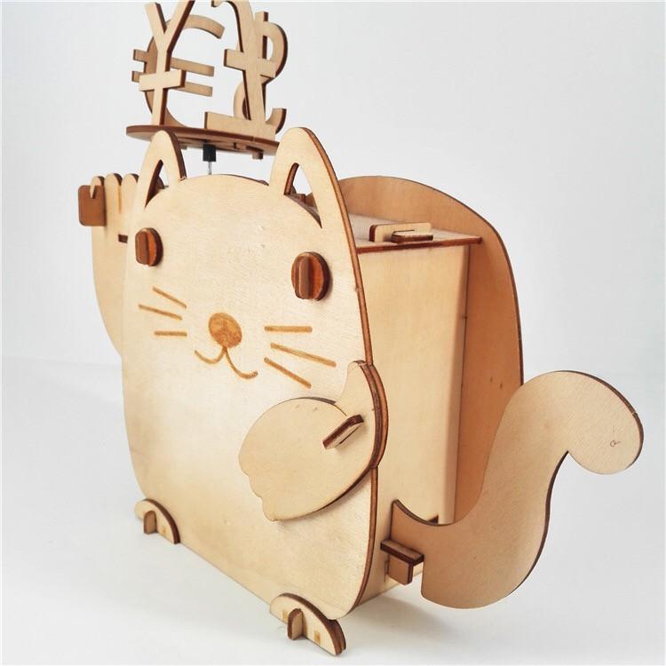 Đồ chơi gỗ - Mèo may mắn - năng lượng mặt trời