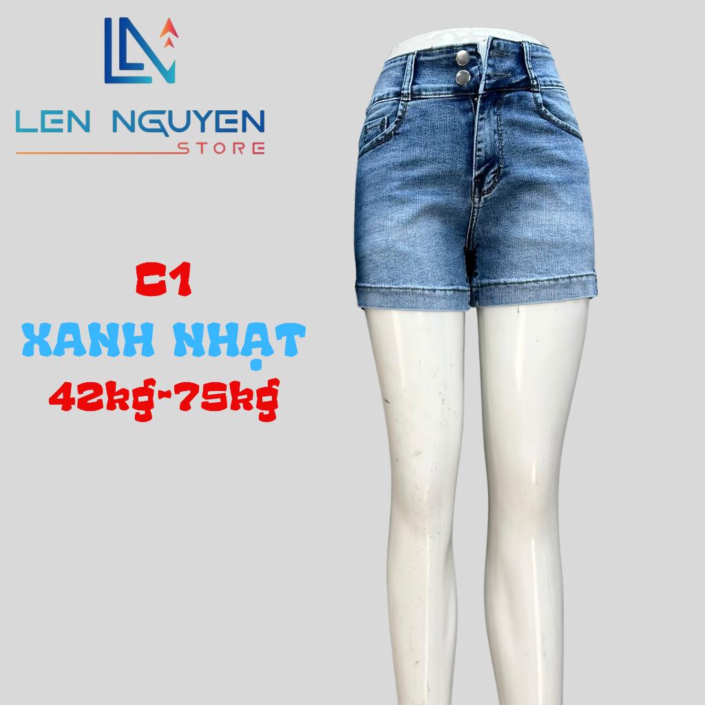 C1_Quần jean nữ, đùi, lưng cao, quần bò nữ dáng ôm, quần rin nữ có big size, cho 42kg đến 75kg,LEN NGUYEN STORE - Xanh Nhạt