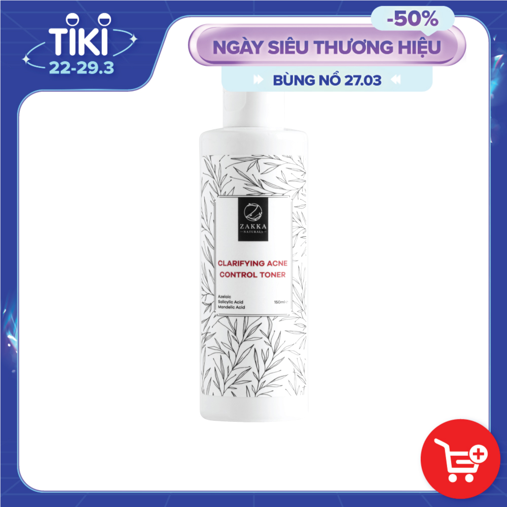 Toner Mandelic Zakka Naturals Ngừa Mụn, Làm Sạch Sâu, Kiềm Dầu Giảm Nhờn Clarifying Acne Control Toner 150ml