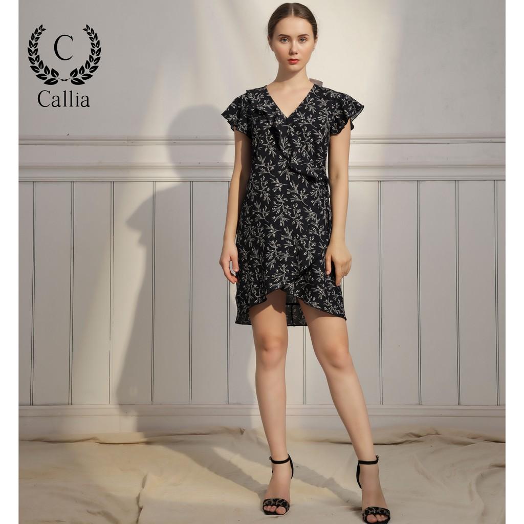 Đầm suông vạt chéo nữ Callia Cinda cổ V tay ngắn