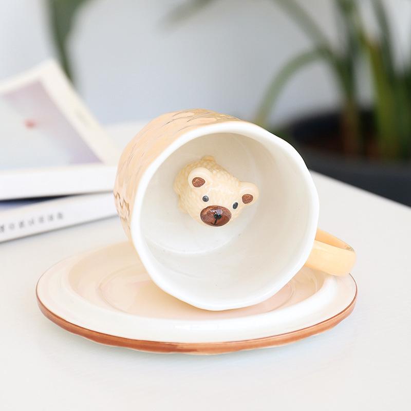 Cốc sứ trắng có tượng chó shiba bên trong , Cốc sứ cute, Quà lưu niệm, 280ml