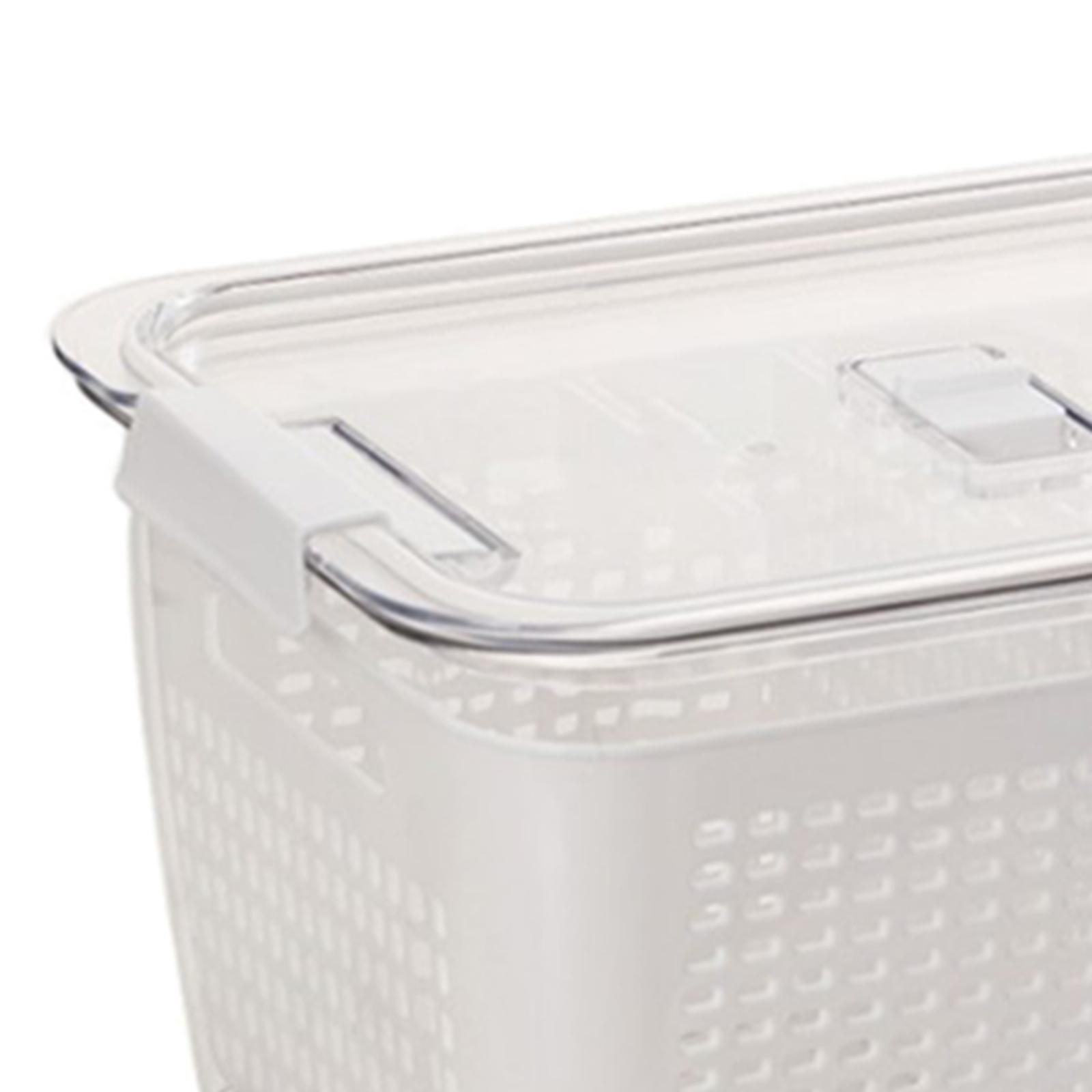 3xProfessional 3-in-1 Drain Basket Vegetable Fruit Partitions Storage Box white