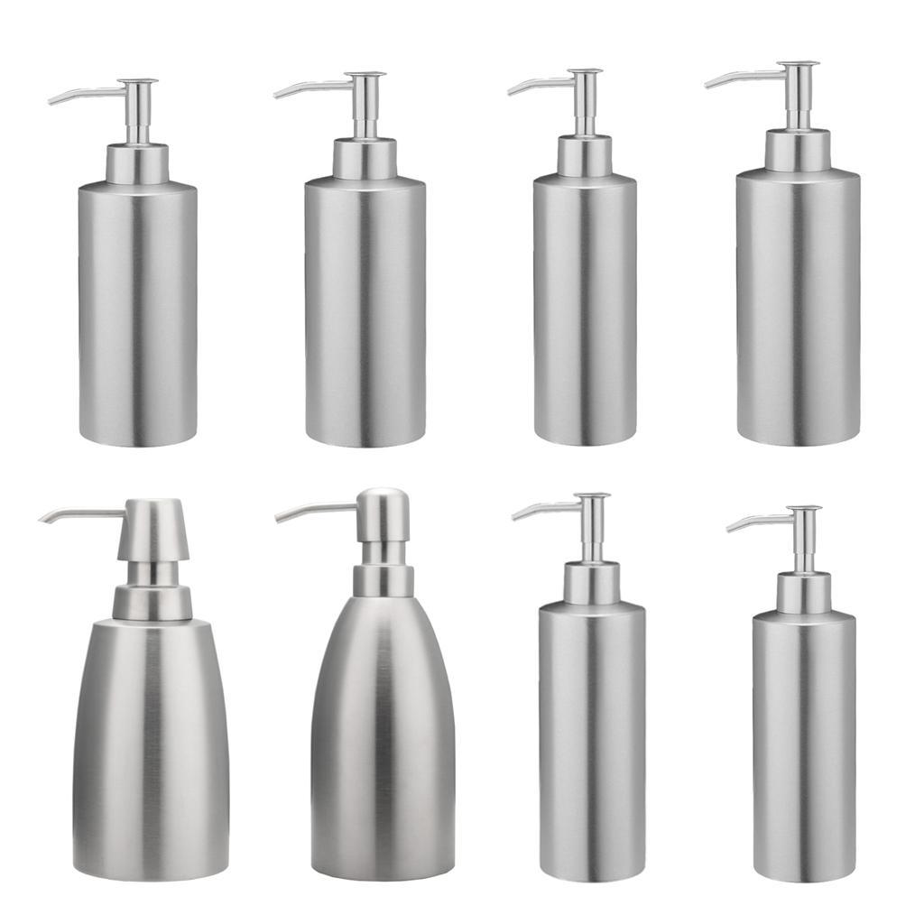 Silver Countertop Soap Dispensers Lotion Bottle with Rust Proof Stainless Steel Pump, Lotion/Soap Dispenser for Kitchen or Bathroom