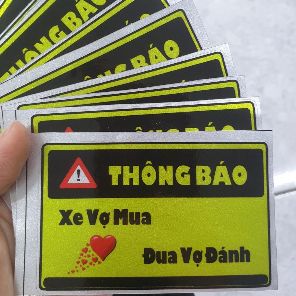 Tem Dán Xe Máy - Sticker Thông Báo In Chrome Đẹp Nhất