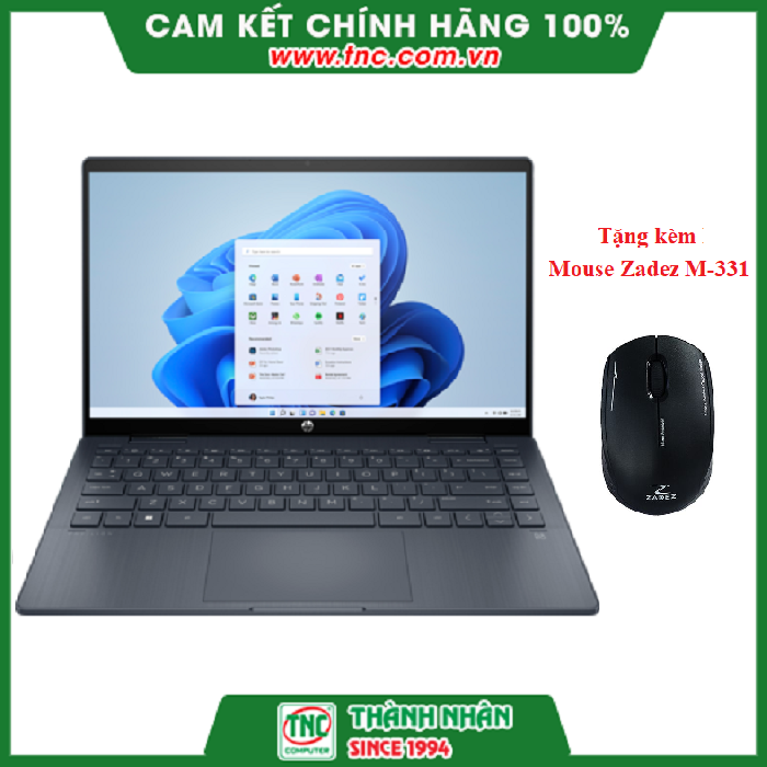 Laptop HP Pavilion X360 14-ek0059TU 6K7E1PA (Xanh) (Tặng kèm chuột Zadez M-331) - Hàng chính hãng