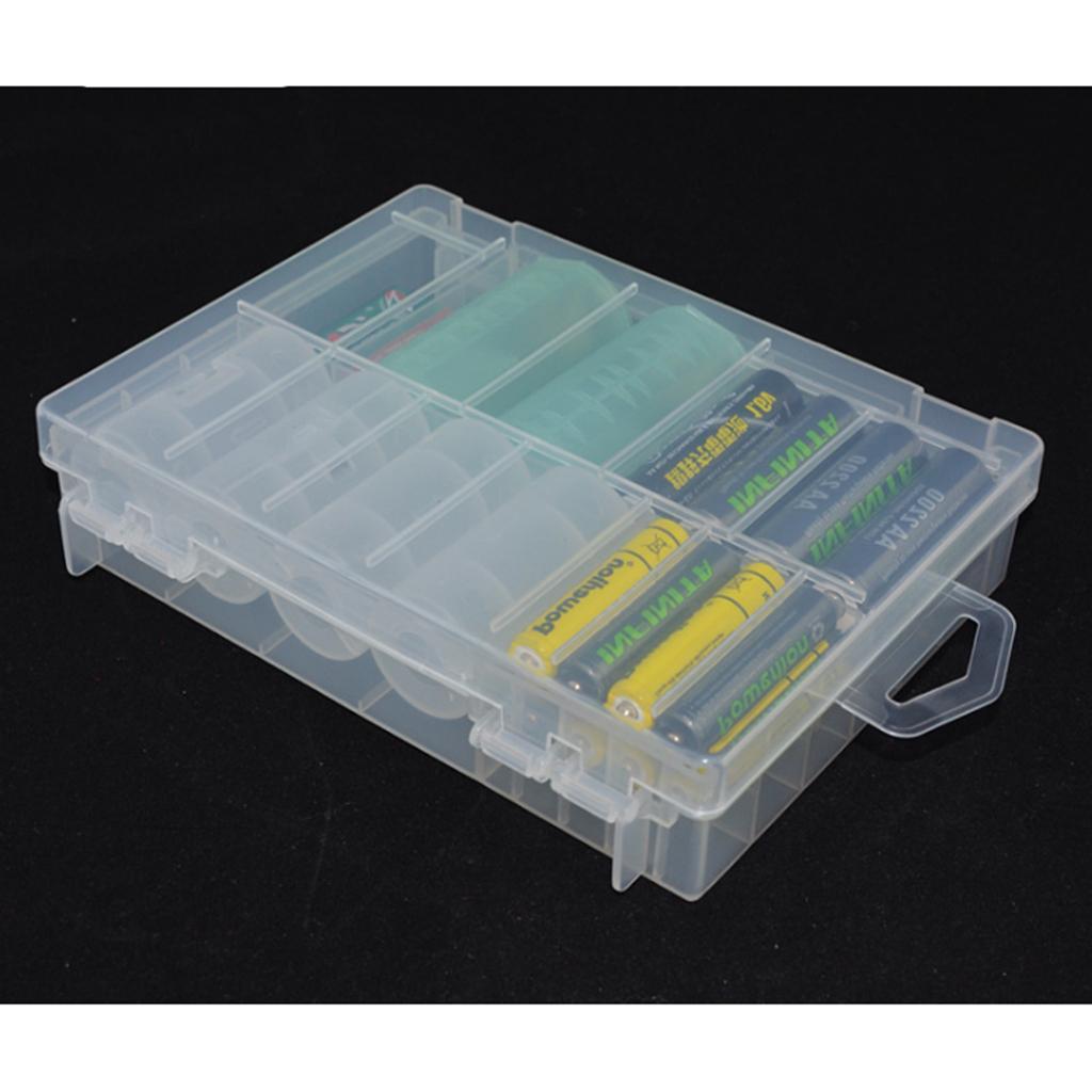 Clear Plastic Battery Storage Case Box Durable for 8x AA &amp; 8x AAA Batteries