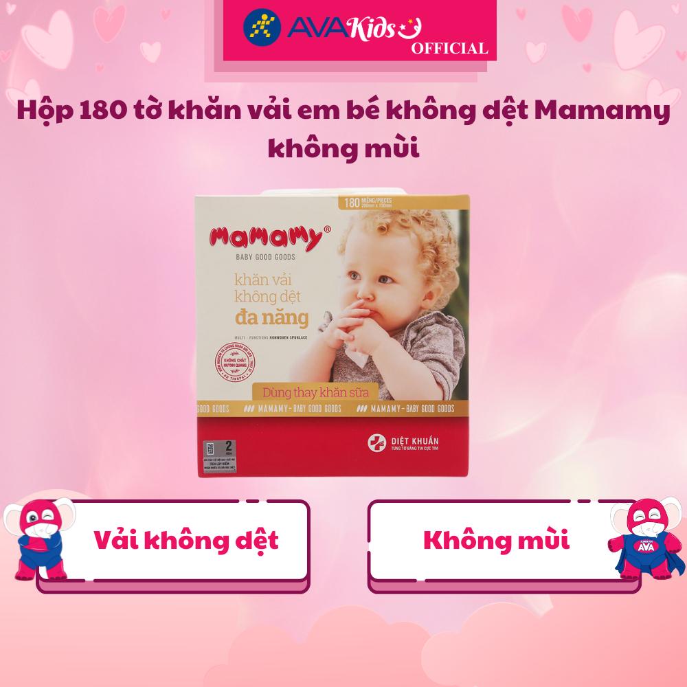 Hộp 180 tờ khăn vải em bé không dệt Mamamy không mùi -  Hàng Chính Hãng