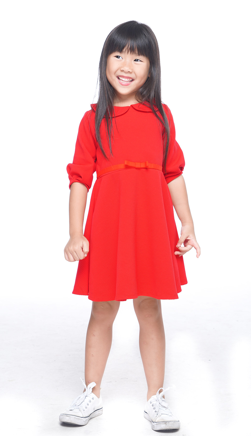 Đầm Bé Gái Ugether UKID223 - Màu đỏ cột nơ eo