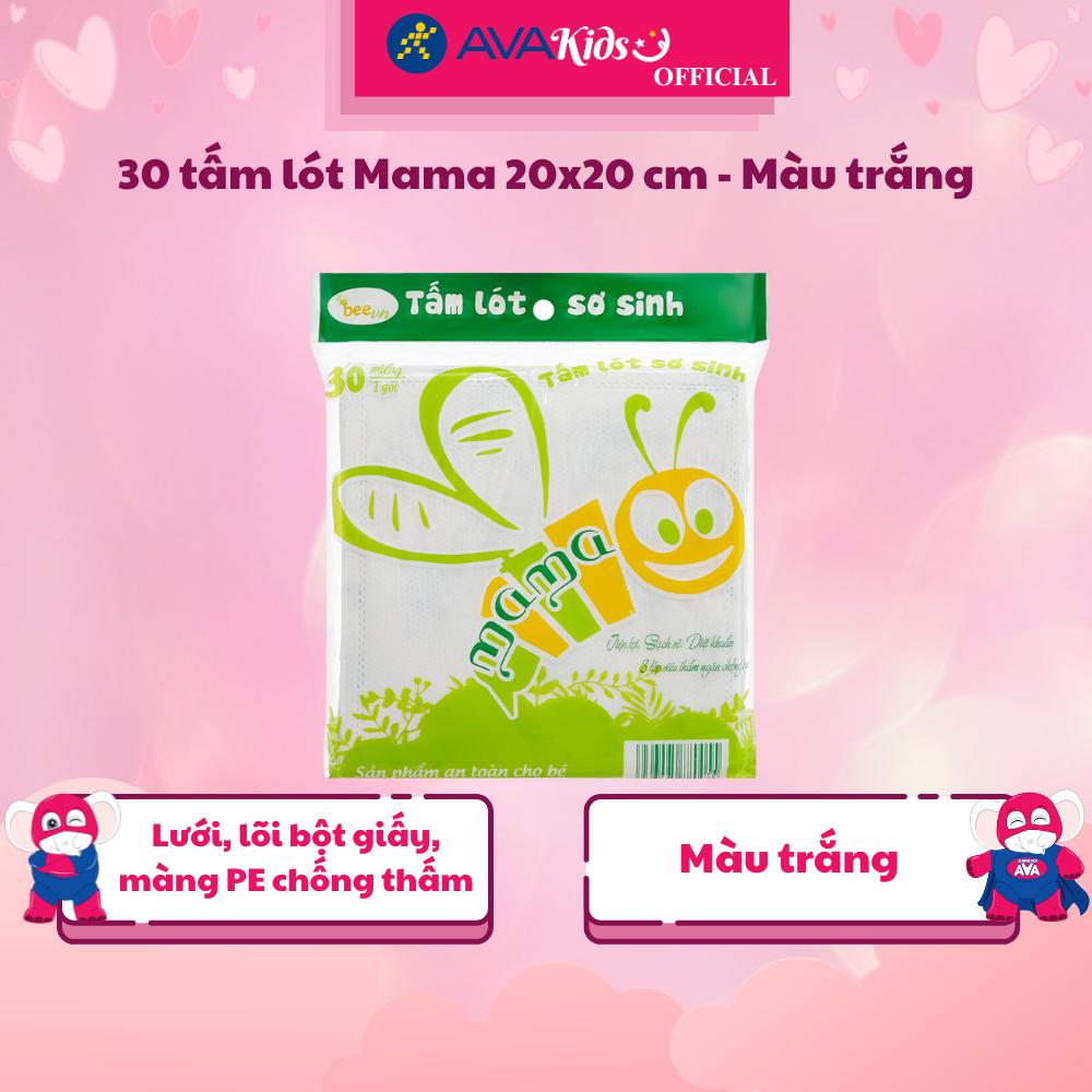 30 tấm lót Mama 20x20 cm - Màu trắng - Hàng Chính Hãng