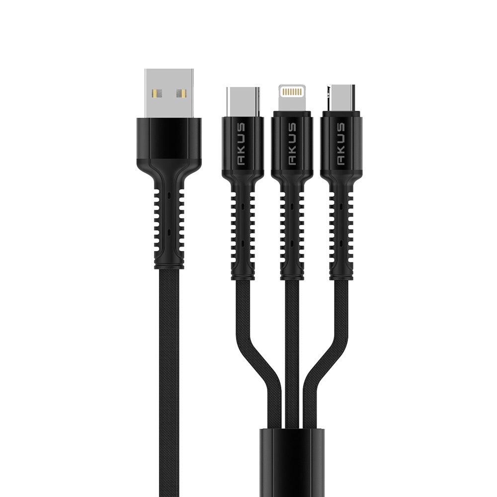 Cáp sạc đa năng Type-C/ Micro USB / Lightning Akus - Hàng Chính Hãng