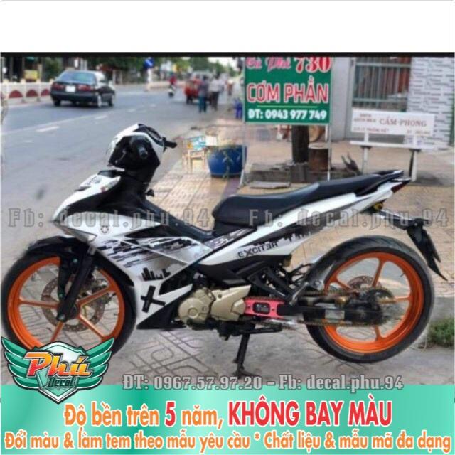 Tem rời Exciter 150 City trắng đen mới