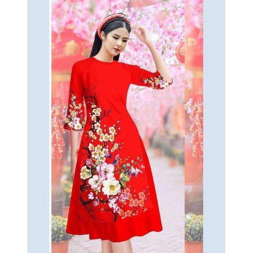 Set Bộ Áo Dài Lụa Hoa Mai Hàng Thiết Kế Cực Sang Trọng Quý Phái - BY2115