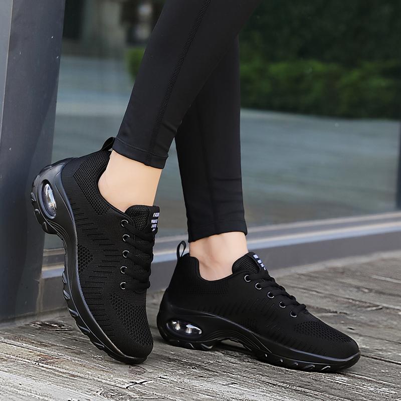 Giày thể thao đệm ngoài trời của phụ nữ Girls Giày đi bộ nhẹ thông thường Color: black women shoes Shoe Size: 9.5