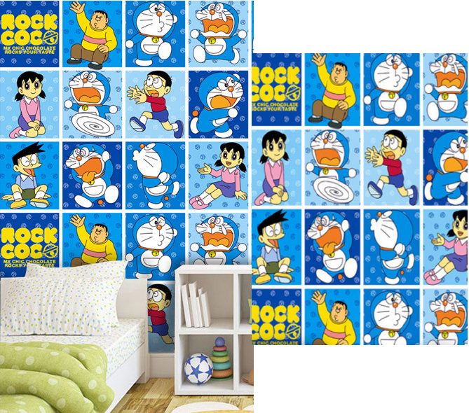 Combo 10 mét giấy dán tường, decal dán tường trang trí nhà cửa ĐÔ RÊ MON VÀ CÁC BẠN khổ 45cm