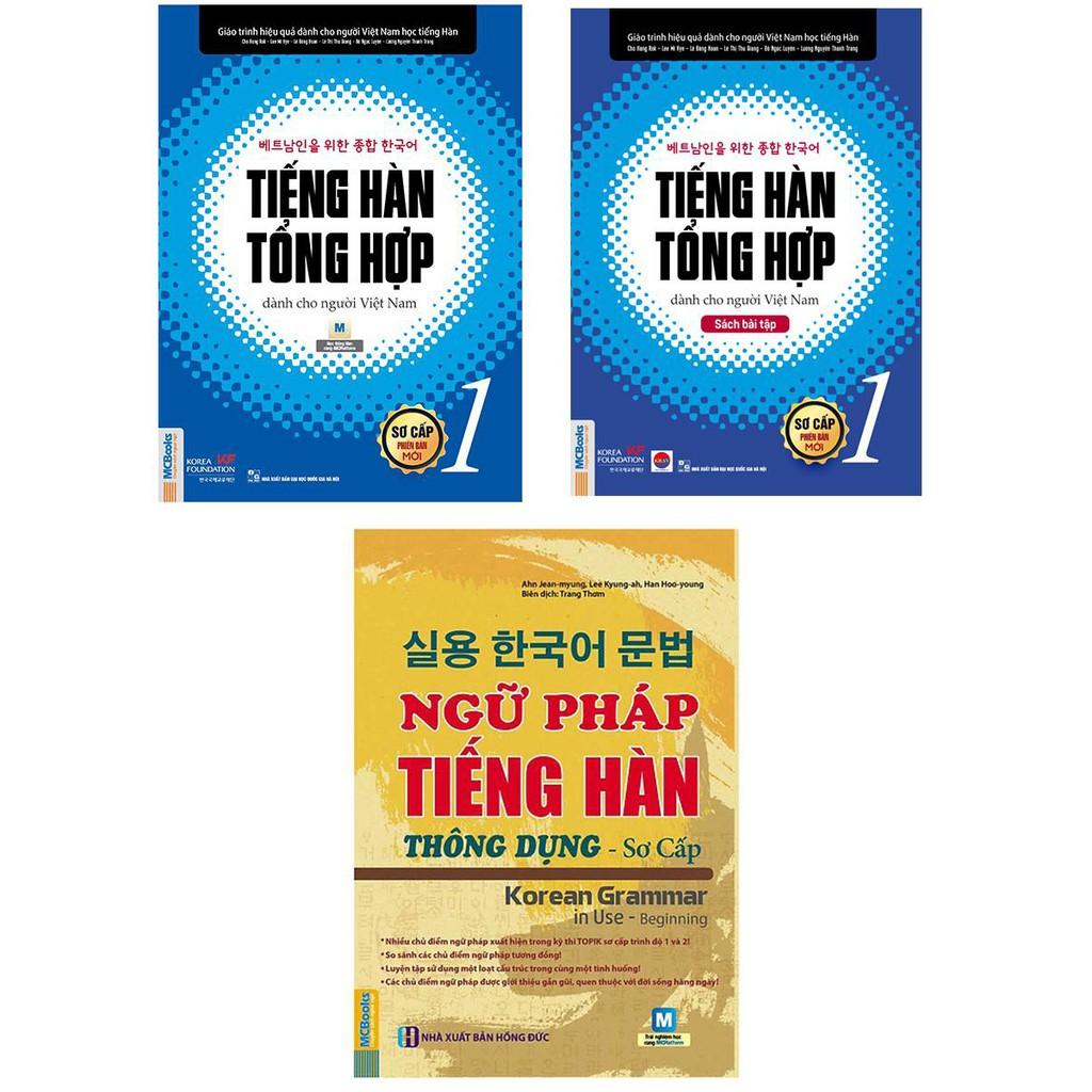 Sách - Combo trọn bộ Giáo Trình Tiếng Hàn Tổng Hợp sơ cấp 1 ( Bản Đen Trắng ) Và Ngữ Pháp Tiếng Hàn thông dụng sơ cấp