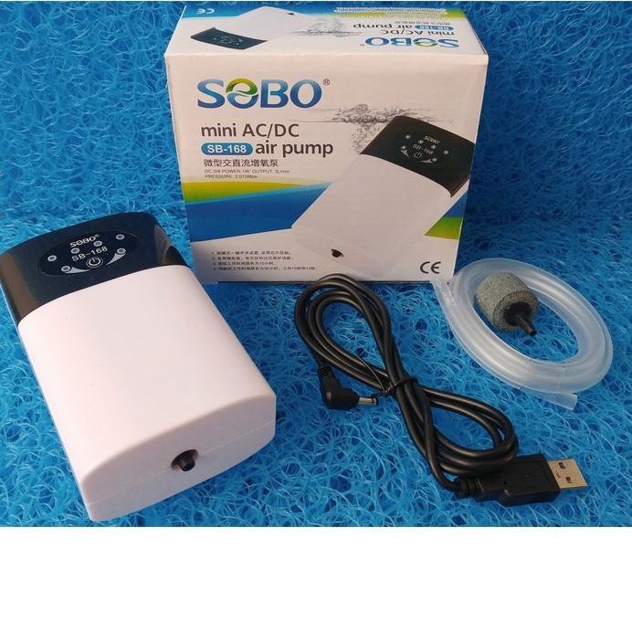 Máy sủi oxy TÍCH ĐIỆN 1 vòi SOBO SB-168 cho hồ cá - Hàng Công Ty