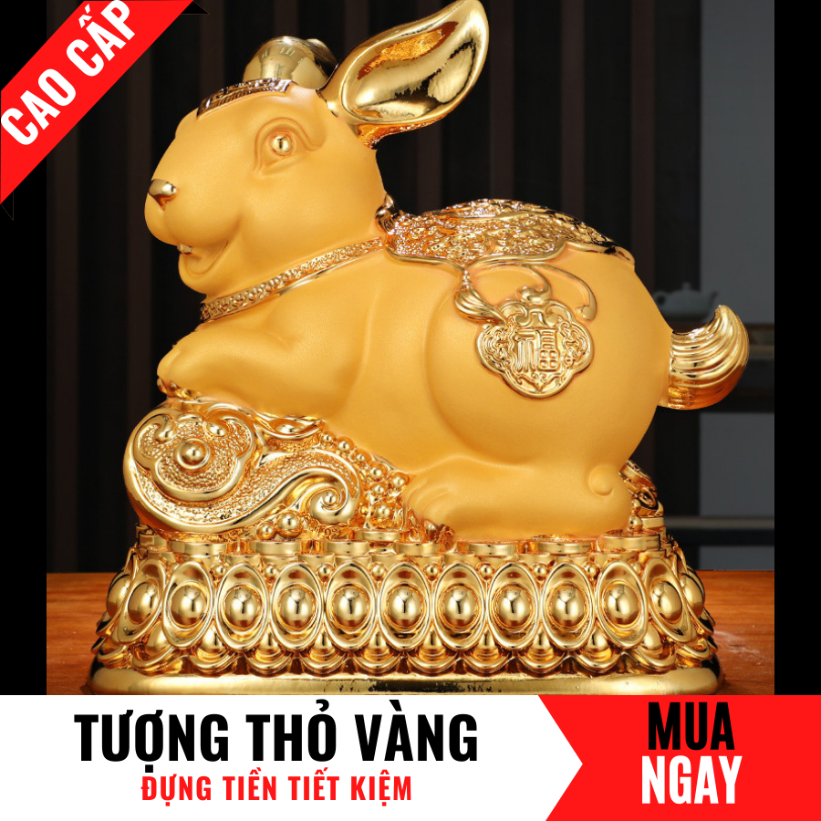 Tượng Thỏ Trang Trí Đựng Tiền Bằng Vàng Cát Mỹ Nghệ Cao 30cm