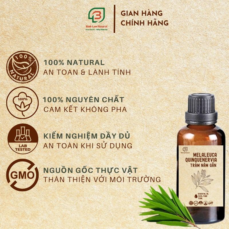 Tinh dầu tràm năm gân nguyên chất giữ ấm cho bé, kháng khuẩn, đuổi muỗi Bình Lam Natural 50ml