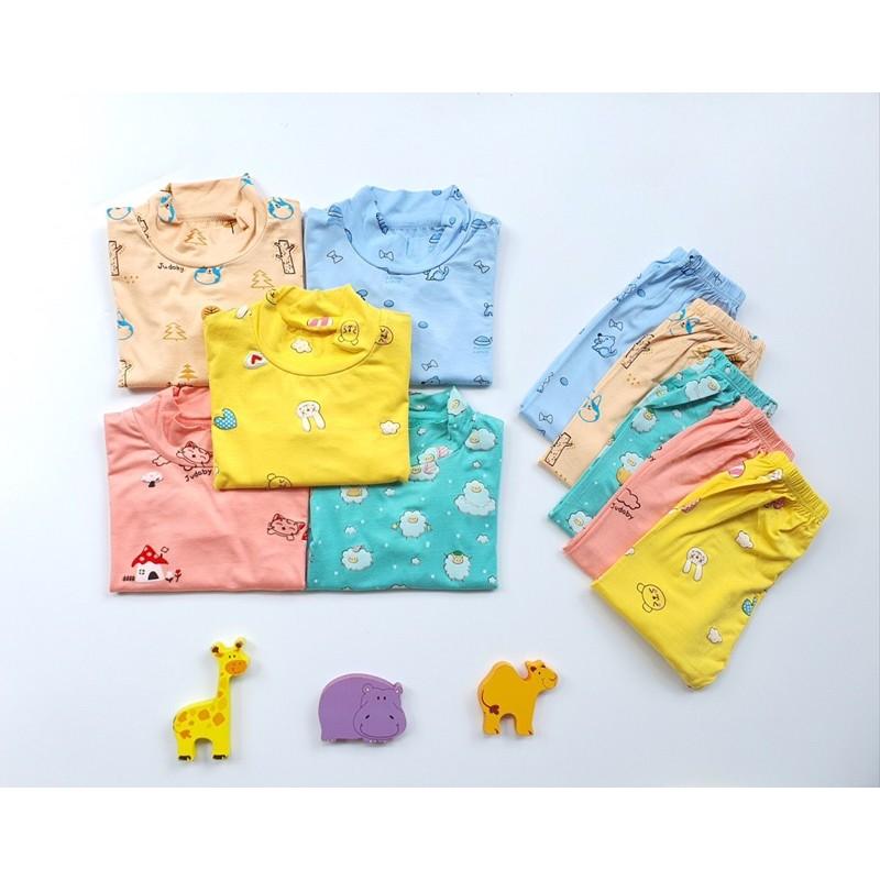 Bộ Dài tay cao cổ 3p Minky Mom chất thun lạnh cho bé trai be gái in hình dễ thương size 7-19kg