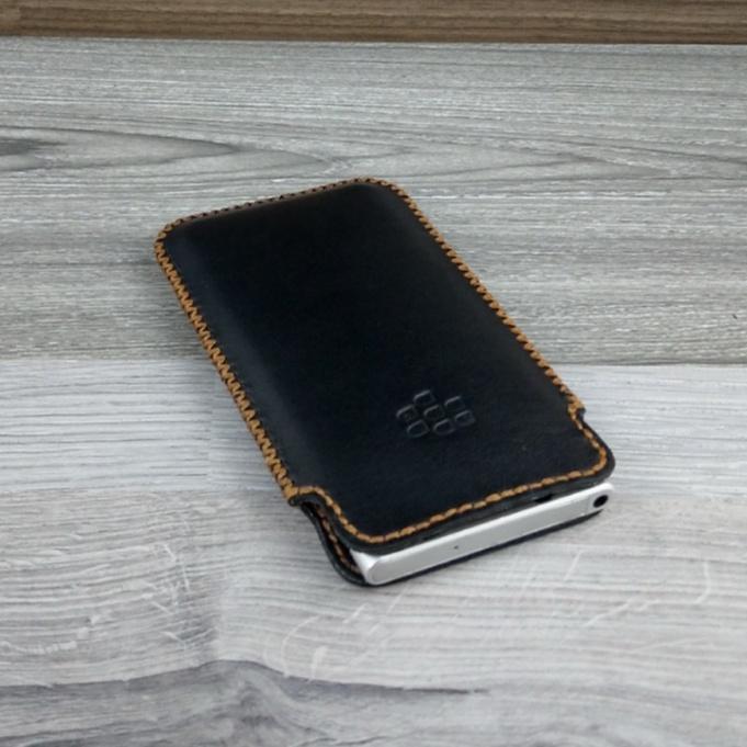 Bao da rút blackberry key2/key2 LE da bò thật da trơn