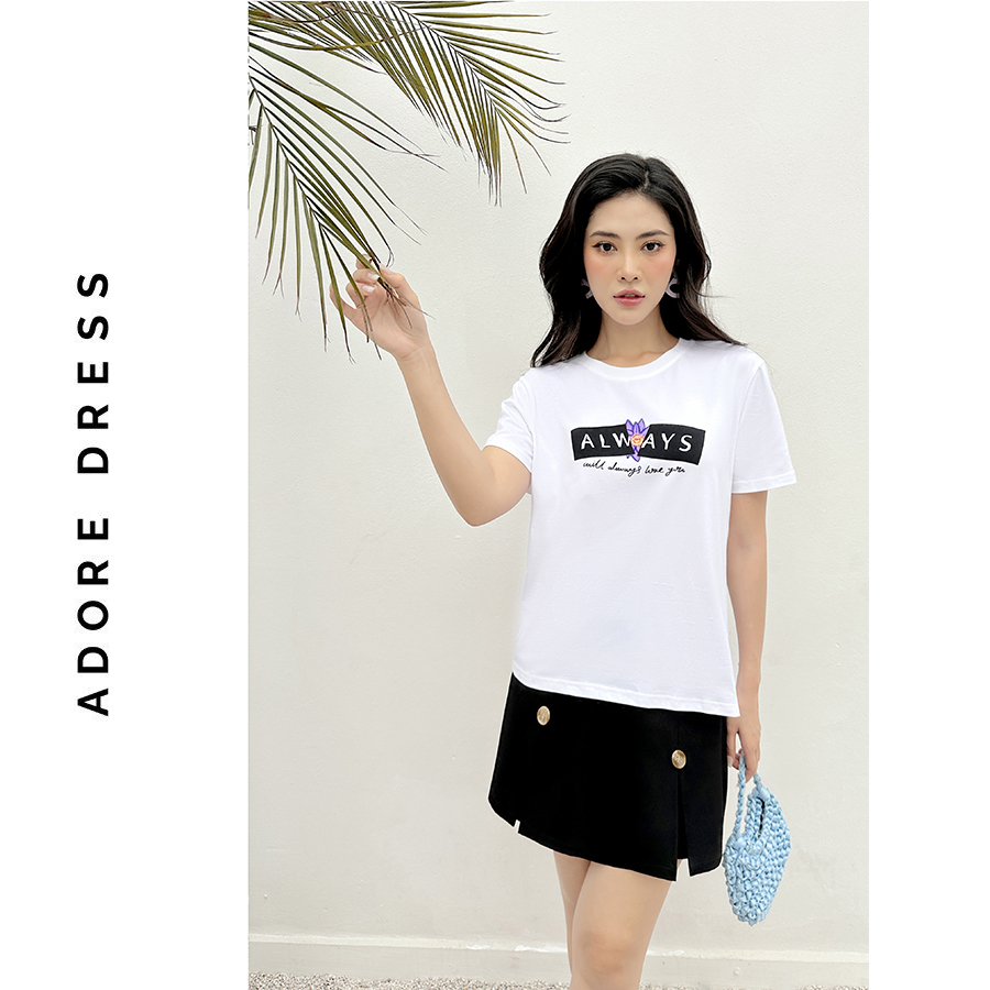 Áo Phông Graphic T-shirts casual style cotton trắng in always 321TS2038 ADORE DRESS