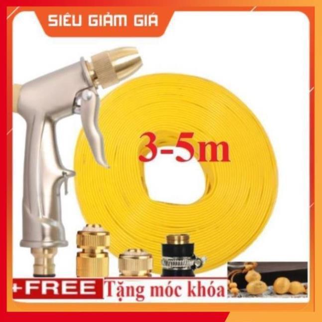 Bộ dây vòi xịt nước rửa xe,tưới cây .tăng áp 3 lần,loại 3m,5m 206701-1đầu đồng,cút đồng,nối đồng+ tặng móc khoá