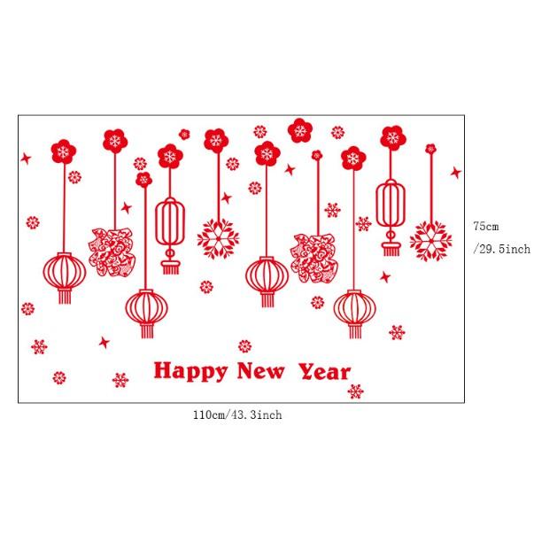 Decal trang trí Tết - Rèm dây lồng đền sợi đỏ