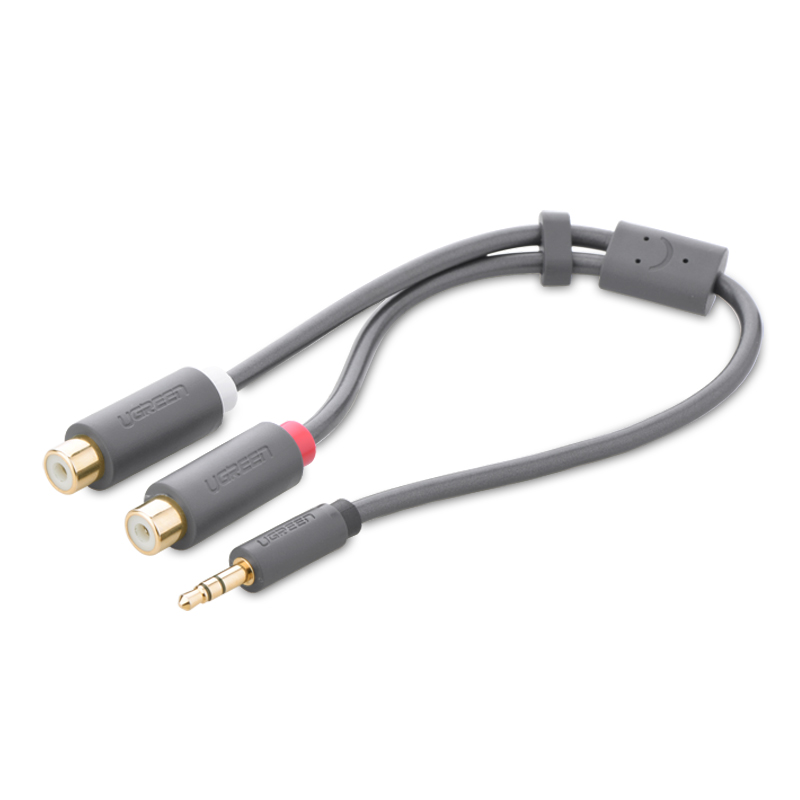 Cáp âm thanh chuyển jack 3.5mm sang 2 đầu hoa sen RCA dài 20CM UGREEN AV109 10547 - Hàng Chính Hãng