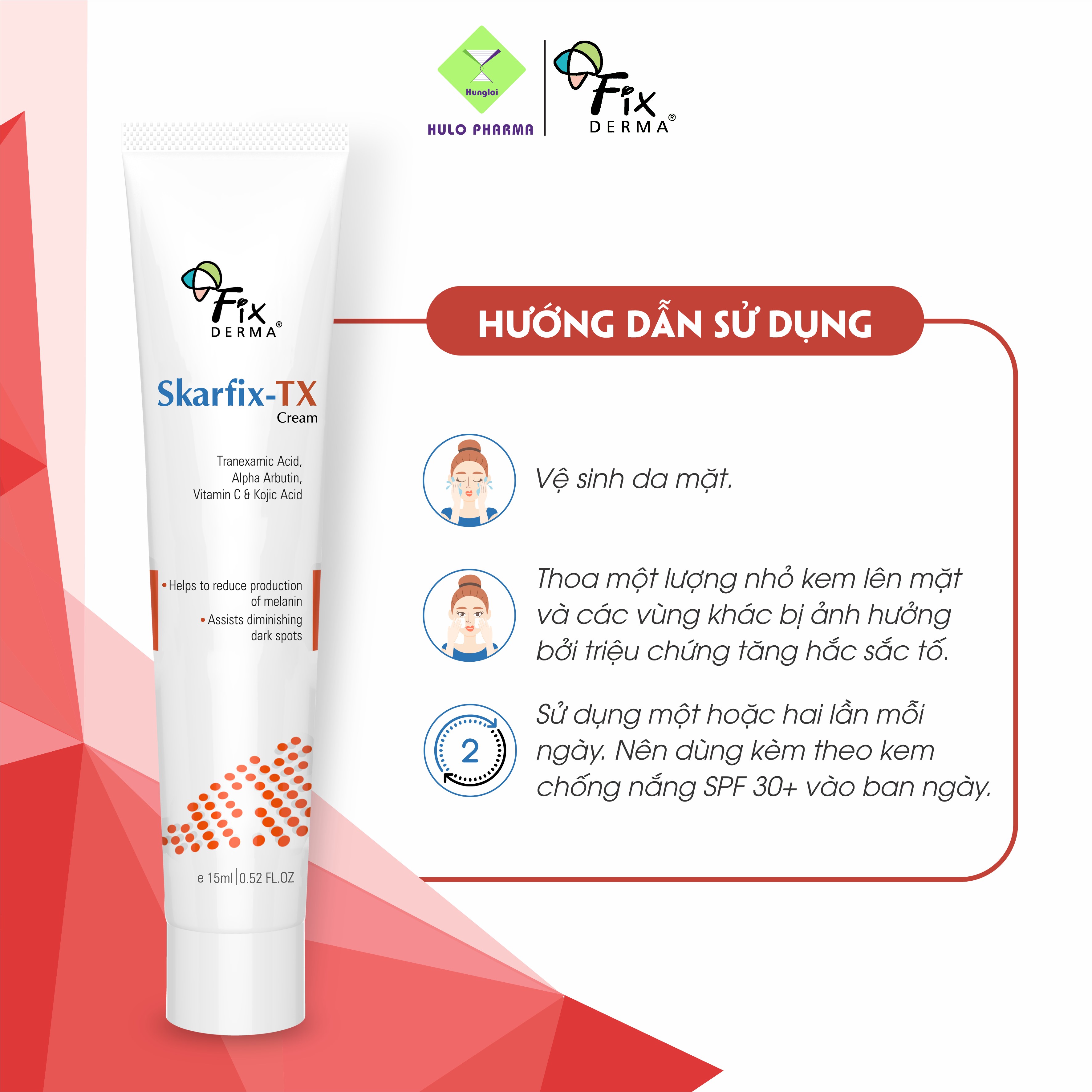 Kem Mờ Thâm Nám FIXDERMA Skarfix - TX Cream Giúp Sáng Da, Loại Bỏ Vết Thâm, Nám, Tàn Nhang, Sẹo, Làm Đều Màu Da 15g