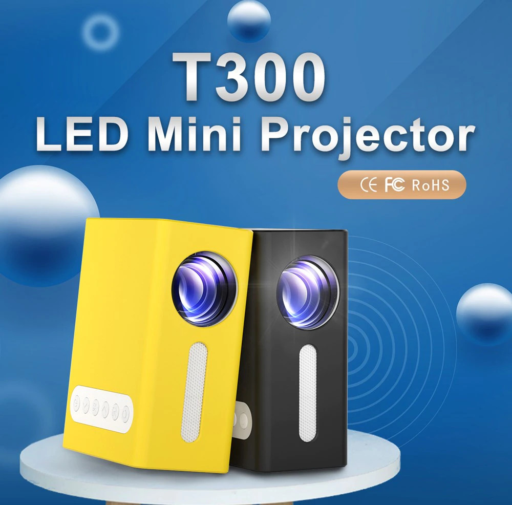 Máy Chiếu Di Động Mini Led Projector T300 Độ Phân Giải Khả Dụng 320x240  Độ Sáng 800 Lumens Tích Hợp Các Cổng HDMI, USB, 3.5mm Audio, TF Card Slot