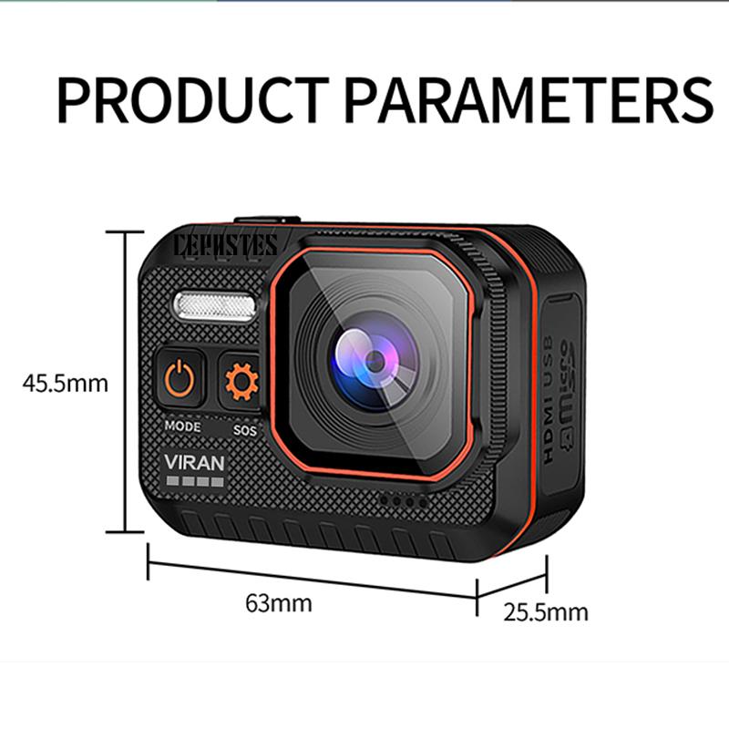 Máy ảnh hành động của Cerastes 4K60fps WiFi điều khiển điều khiển từ xa 30m không thấm nước 170 ° Camera hành động góc cạnh cam