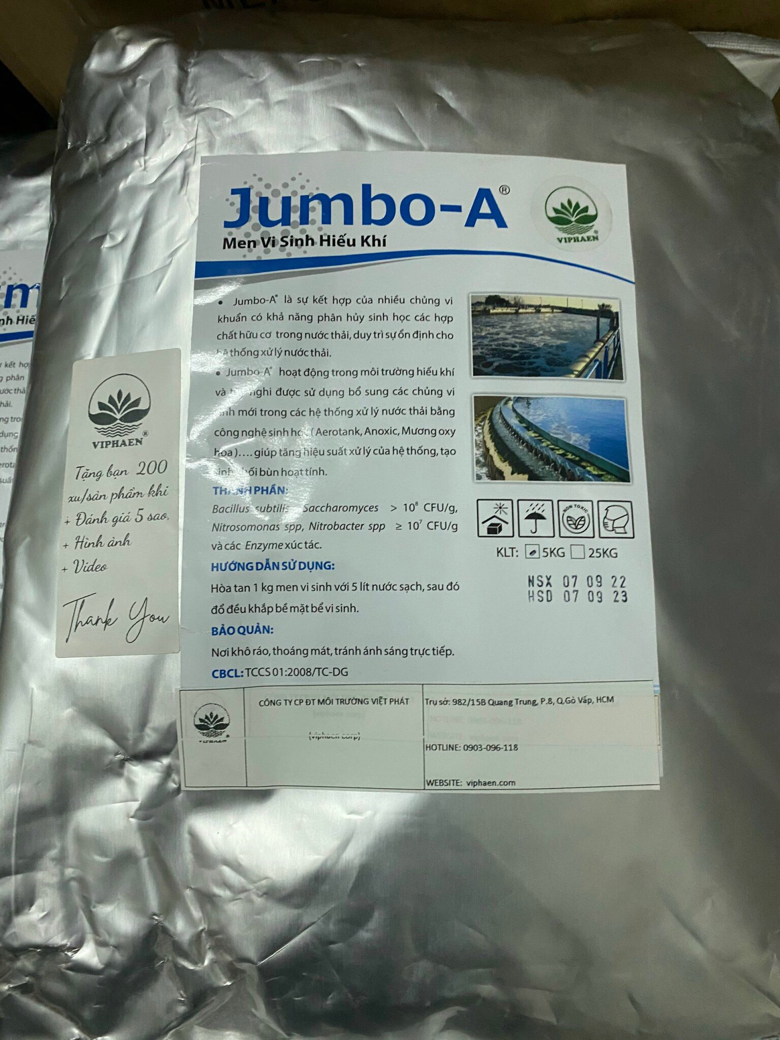 Vi sinh hiếu khí xử lý nước thải bột Jumbo-A